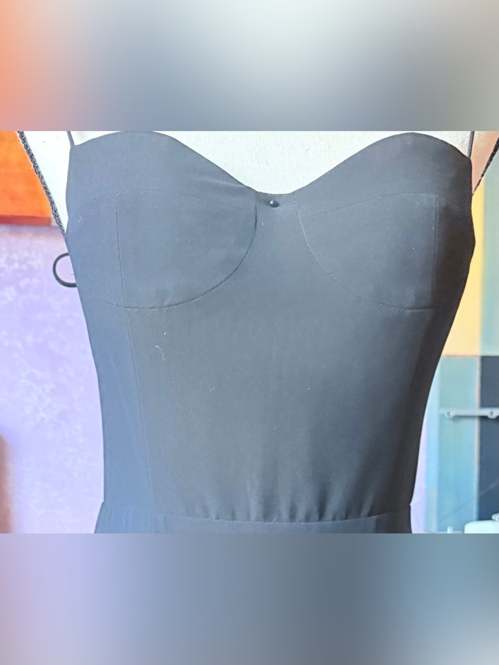 Quintessential Little Black Midi Dress Slim fit and adjustable spaghetti straps - Picture 6 of 14